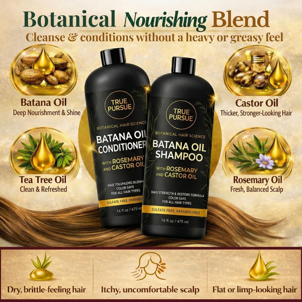TRUÉ PURSUÉ Batana Oil Acondicionador, botella frontal; suavidad y peinado fácil.