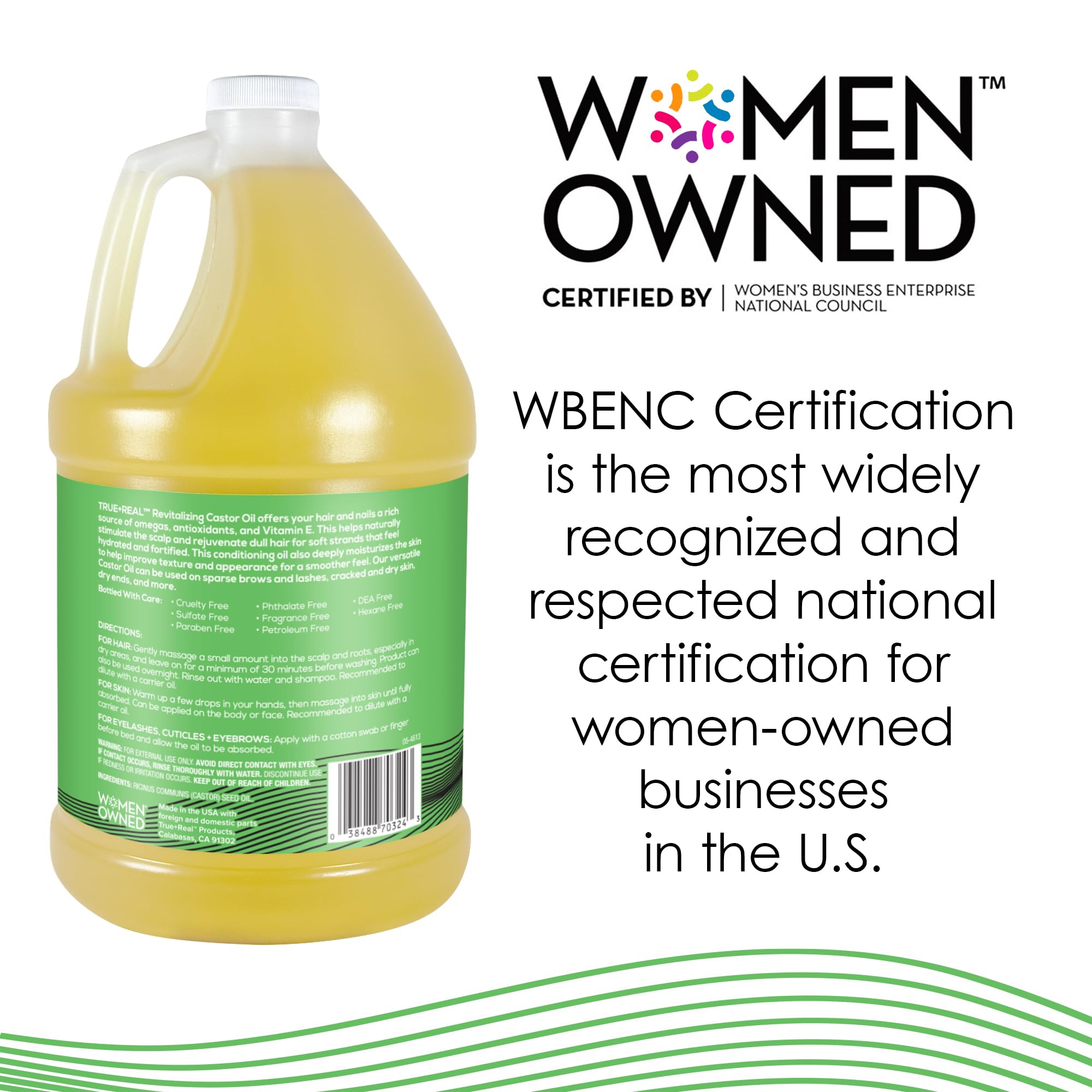 True+Real castor oil hexane-free label emphasizes clean, additive-free formula.