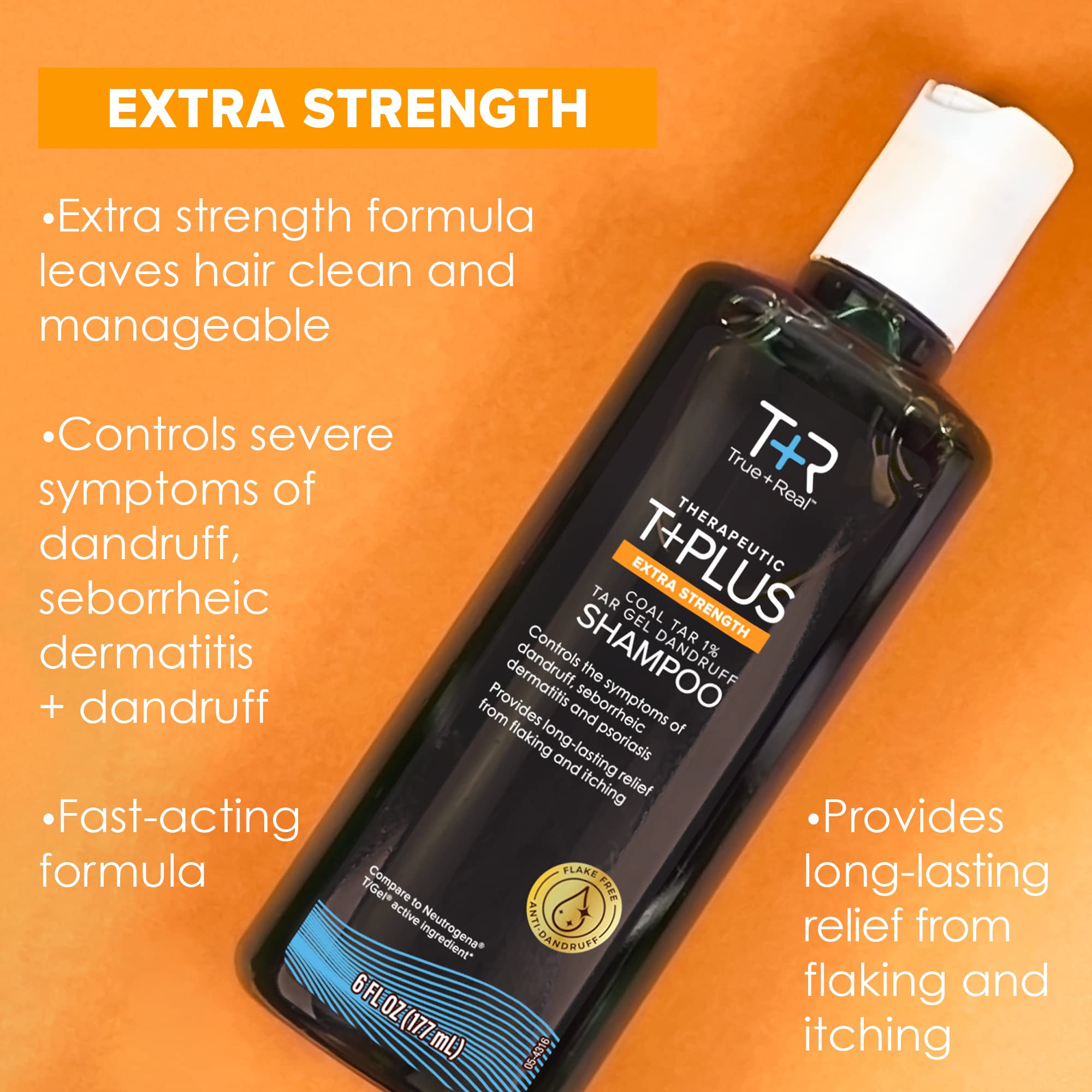 Cabello limpio tras True+Real alquitrán: control de caspa visible
