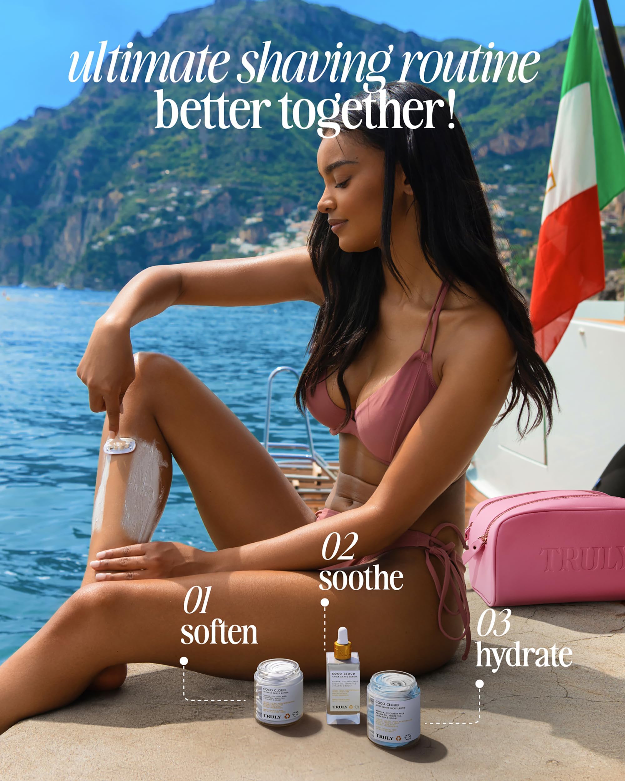 Truly Coco Cloud bikini-area use image for gentle post-shave care