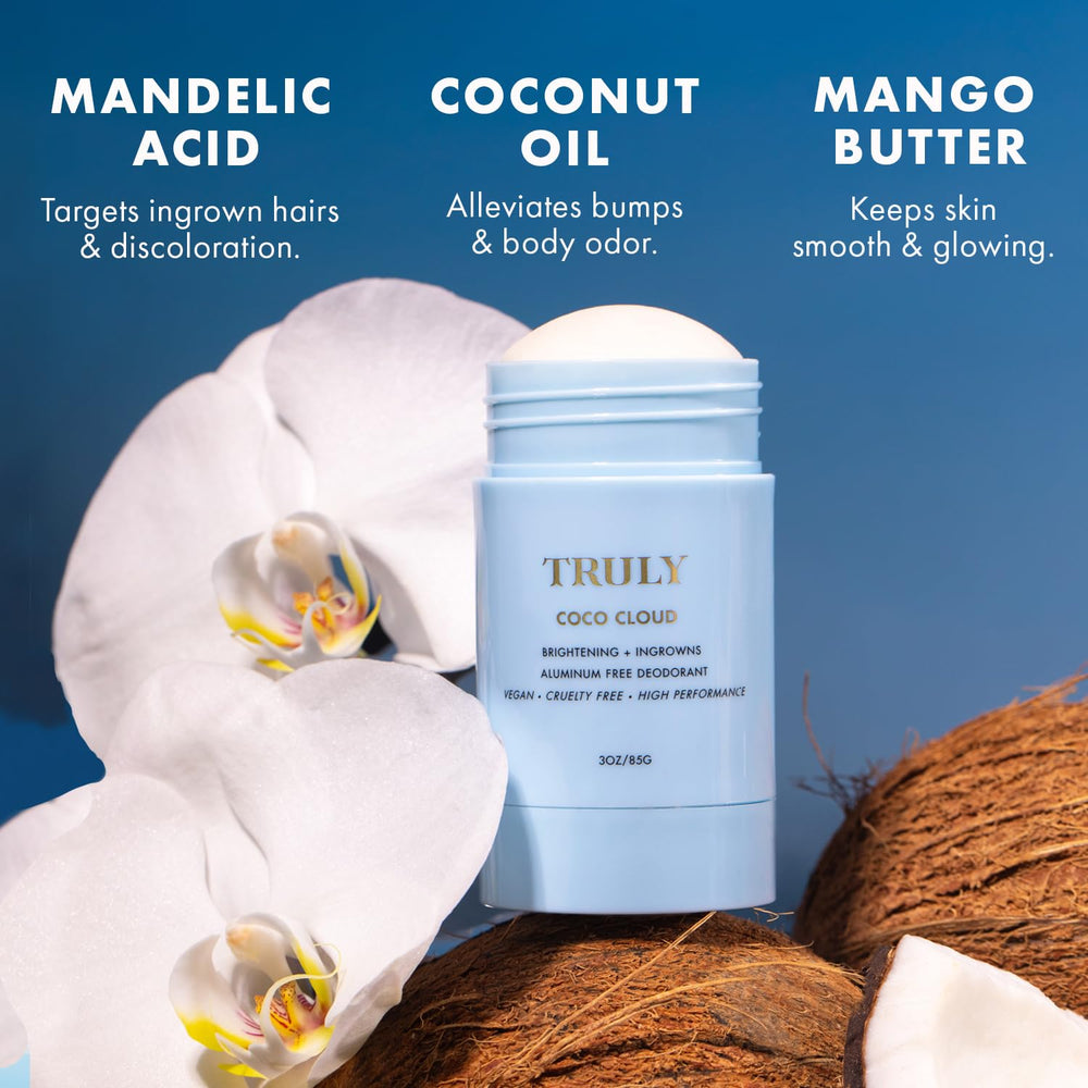 Desodorante Truly Coco Cloud envase de 3 onzas.