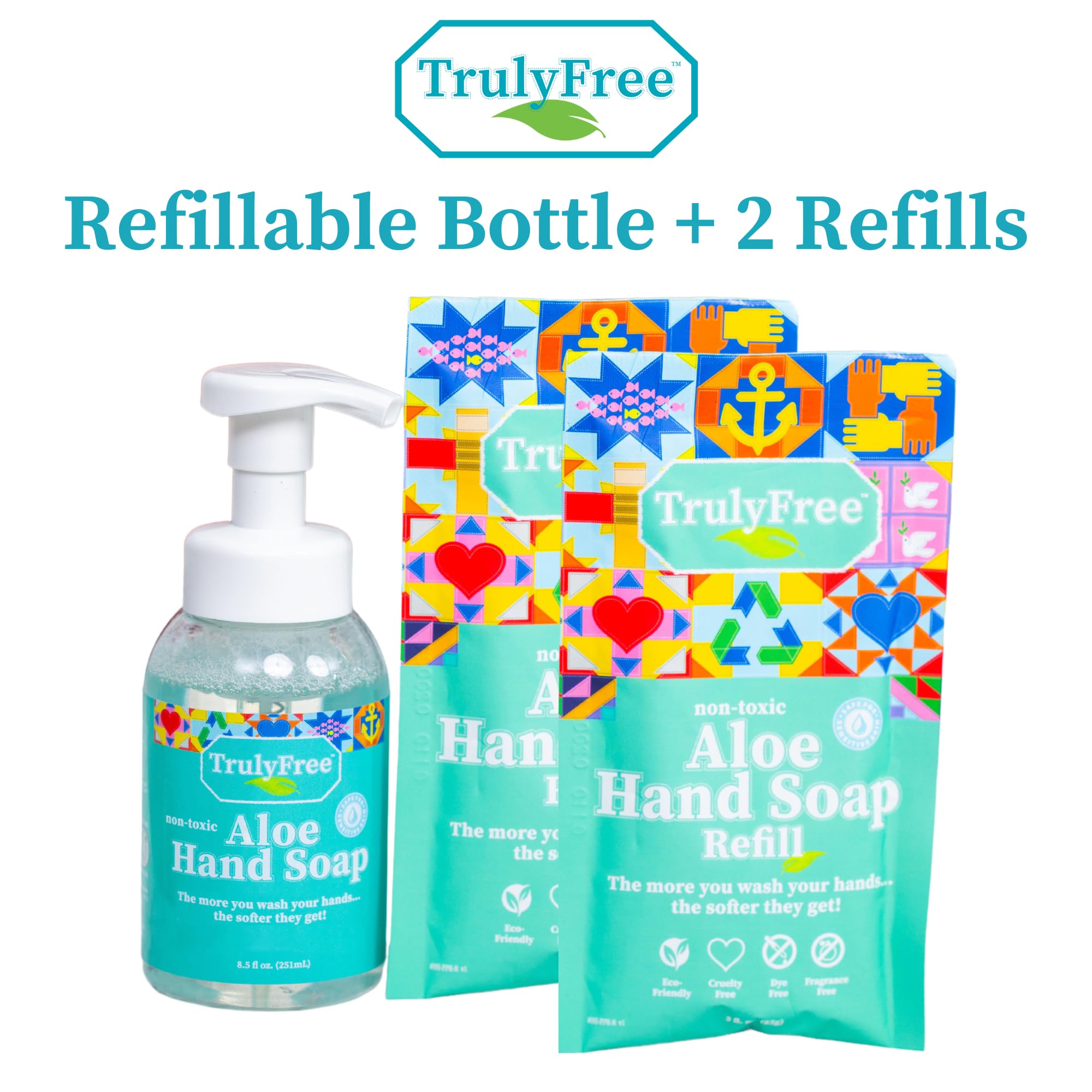 Botella de Truly Free aloe vera sin perfume lista para uso diario.
