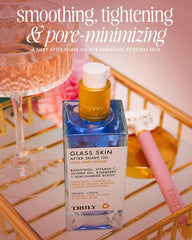 Application of Truly Glass Skin After Shave Oil on skin with glow