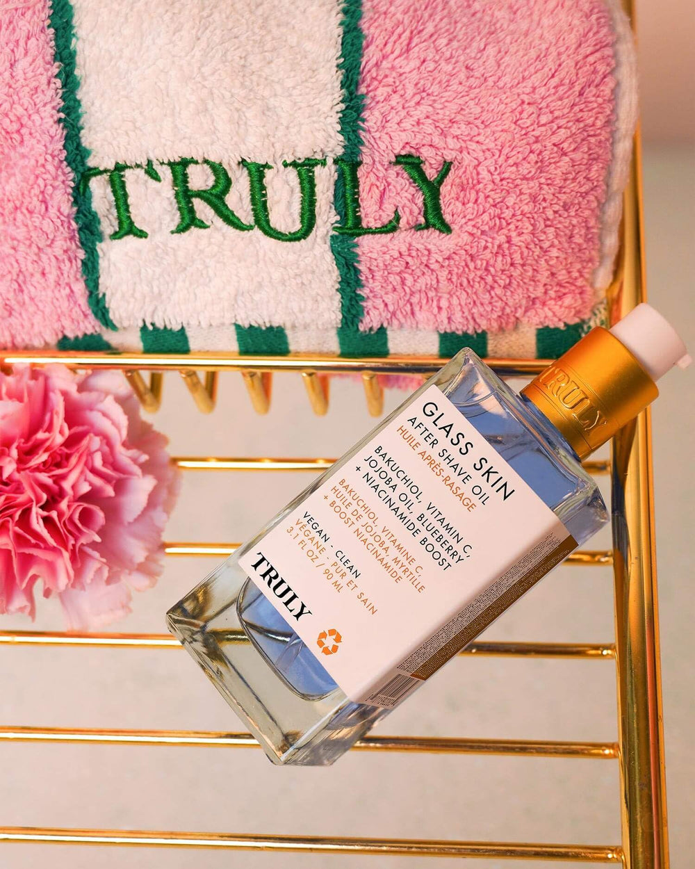 Truly Glass Skin After Shave Oil packaging with fresh scent notes