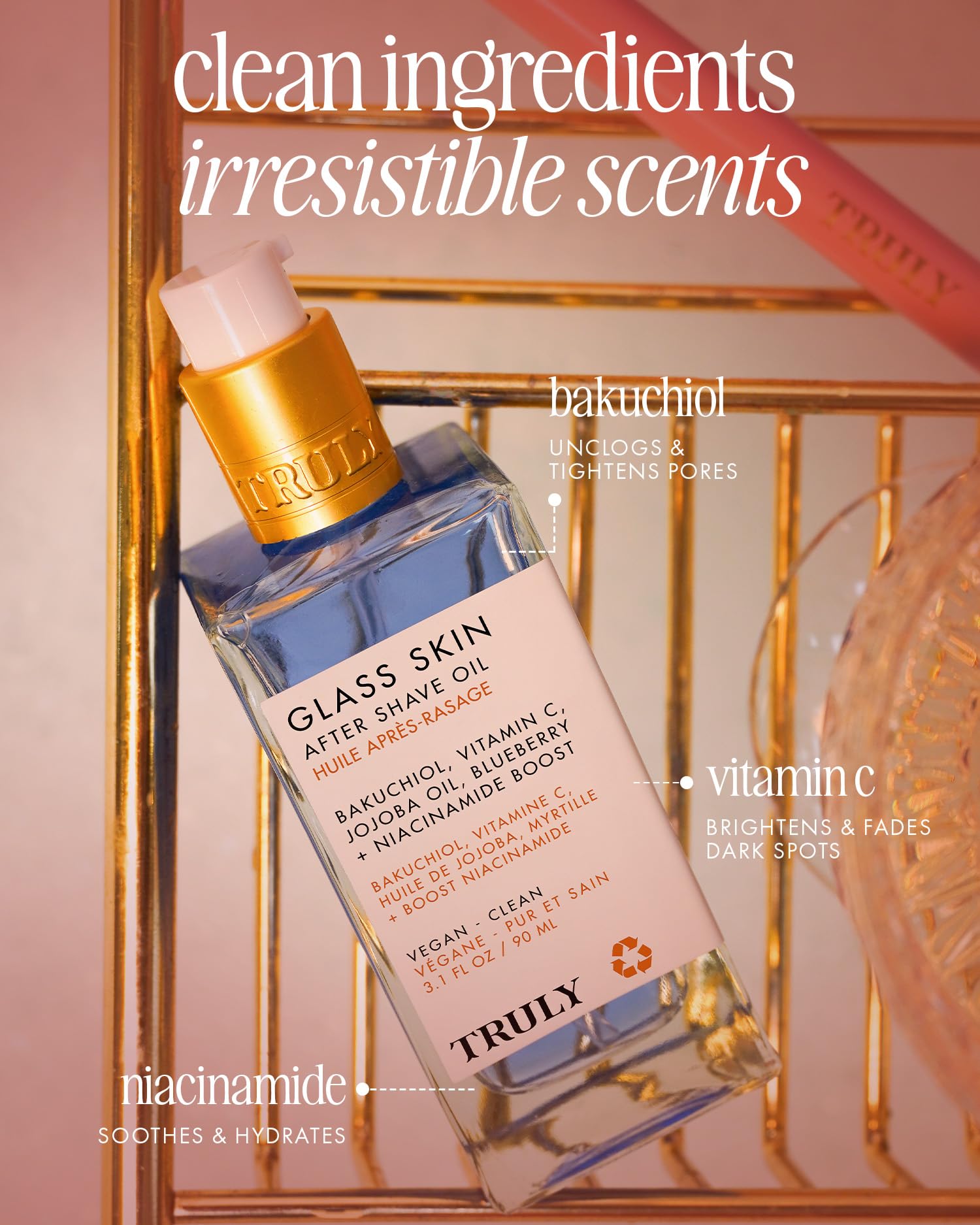 Pores look refined after using Truly Glass Skin After Shave Oil