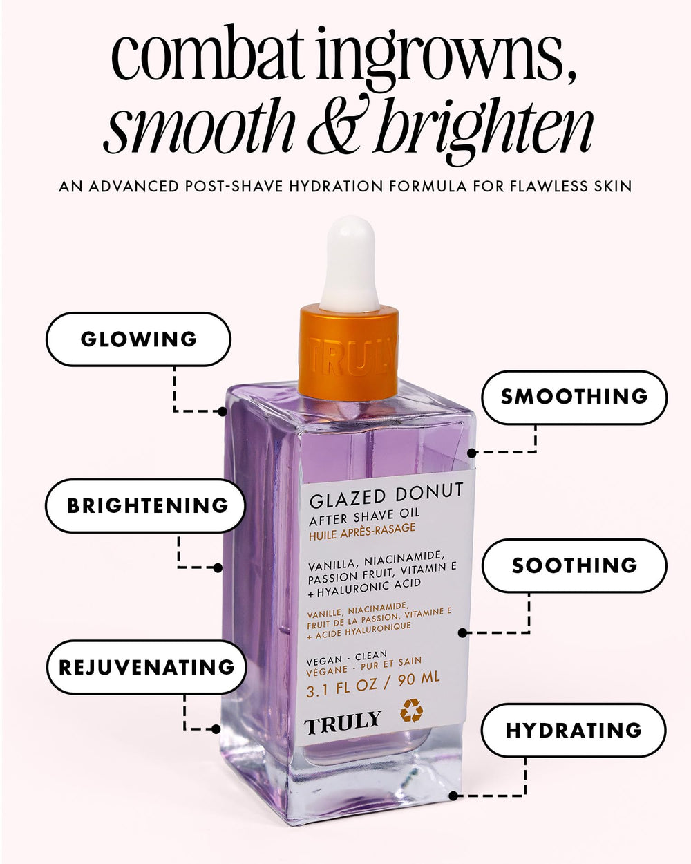 Truly Glazed Donut After Shave Oil application on skin for silky comfort.