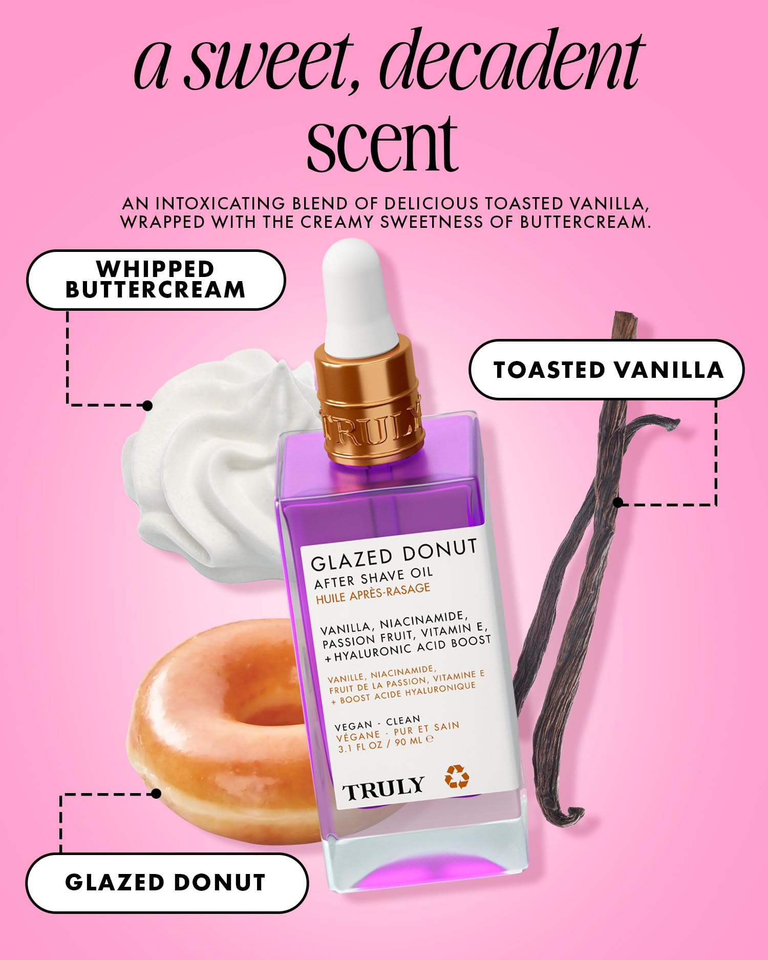 Truly Glazed Donut After Shave Oil made in USA with global ingredients.