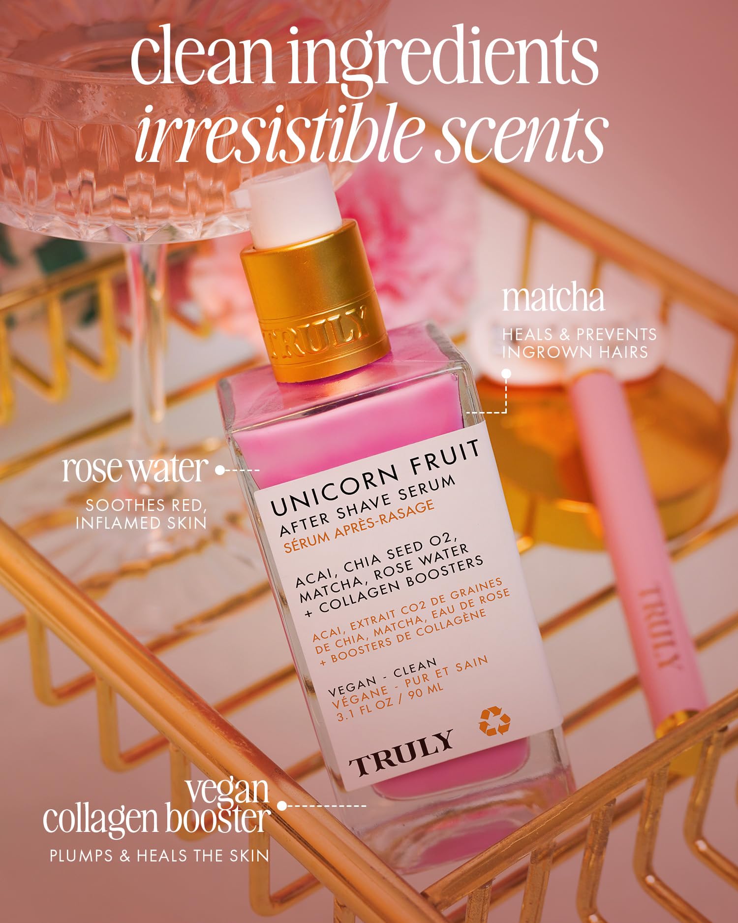 Truly Unicorn Fruit After Shave Serum application demonstrates quick absorption for comfortable post-shave feel