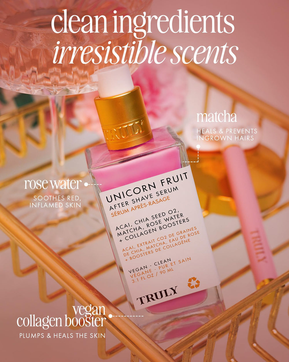 Truly Unicorn Fruit After Shave Serum application demonstrates quick absorption for comfortable post-shave feel