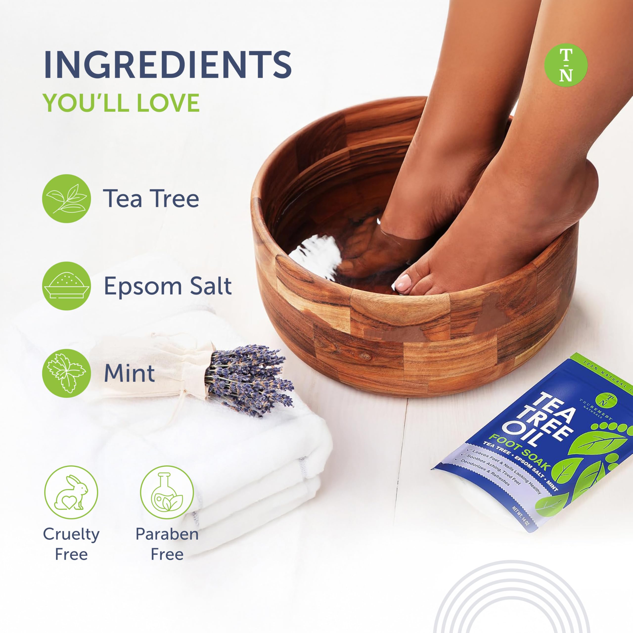 Truremedy Naturals peppermint leaves accent cooling foot care.