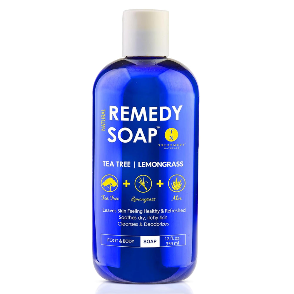 Truremedy Naturals jabón cuerpo árbol de té limón, alivio suave para irritaciones cutáneas.
