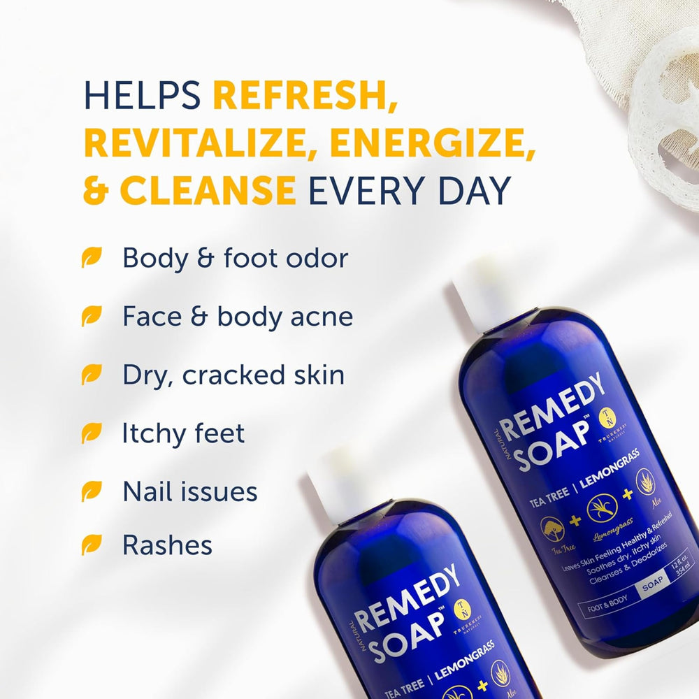 Truremedy Naturals textura fresca y espuma limpia para la piel.