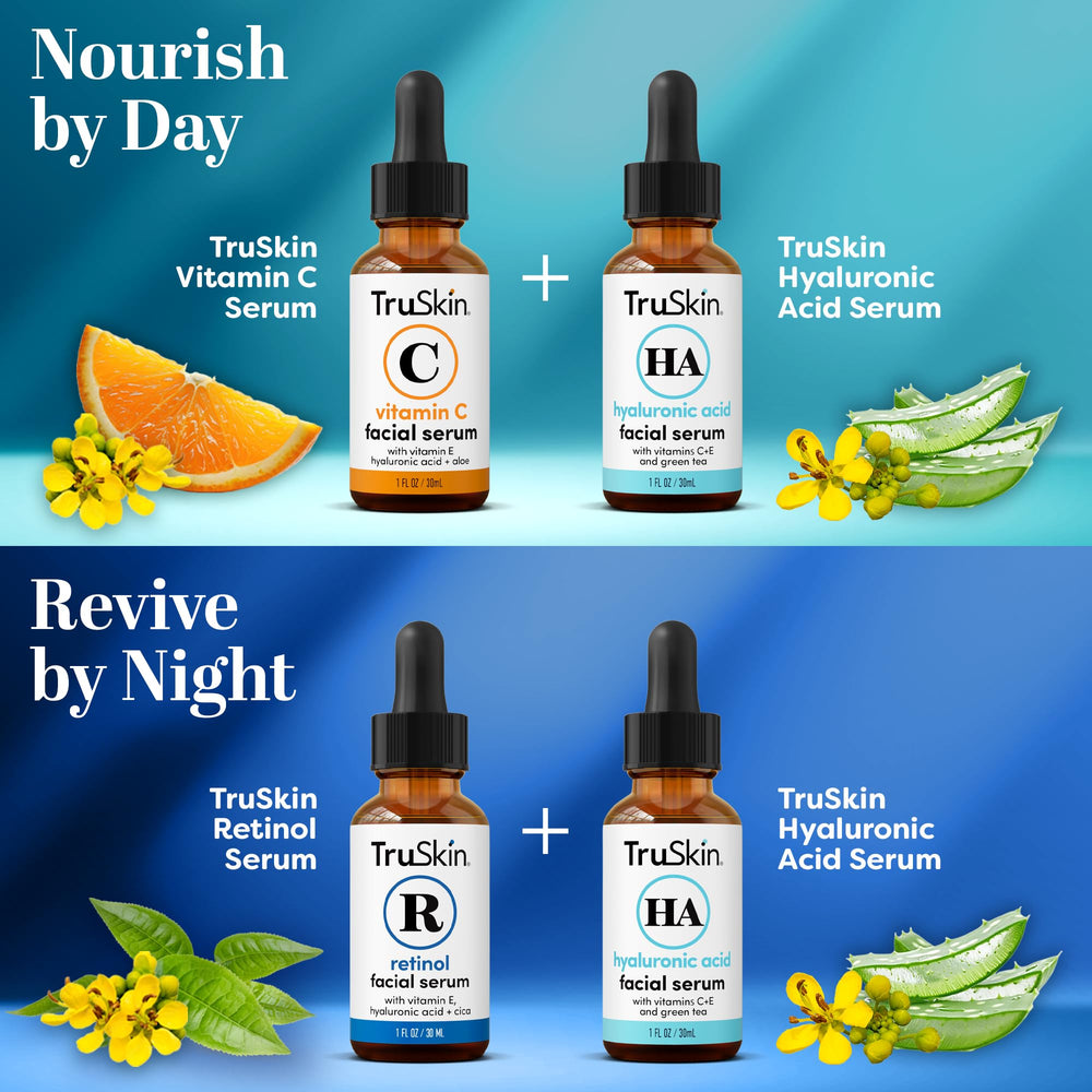 TruSkin Hyaluronic Acid serum close-up highlighting hydration for plump skin