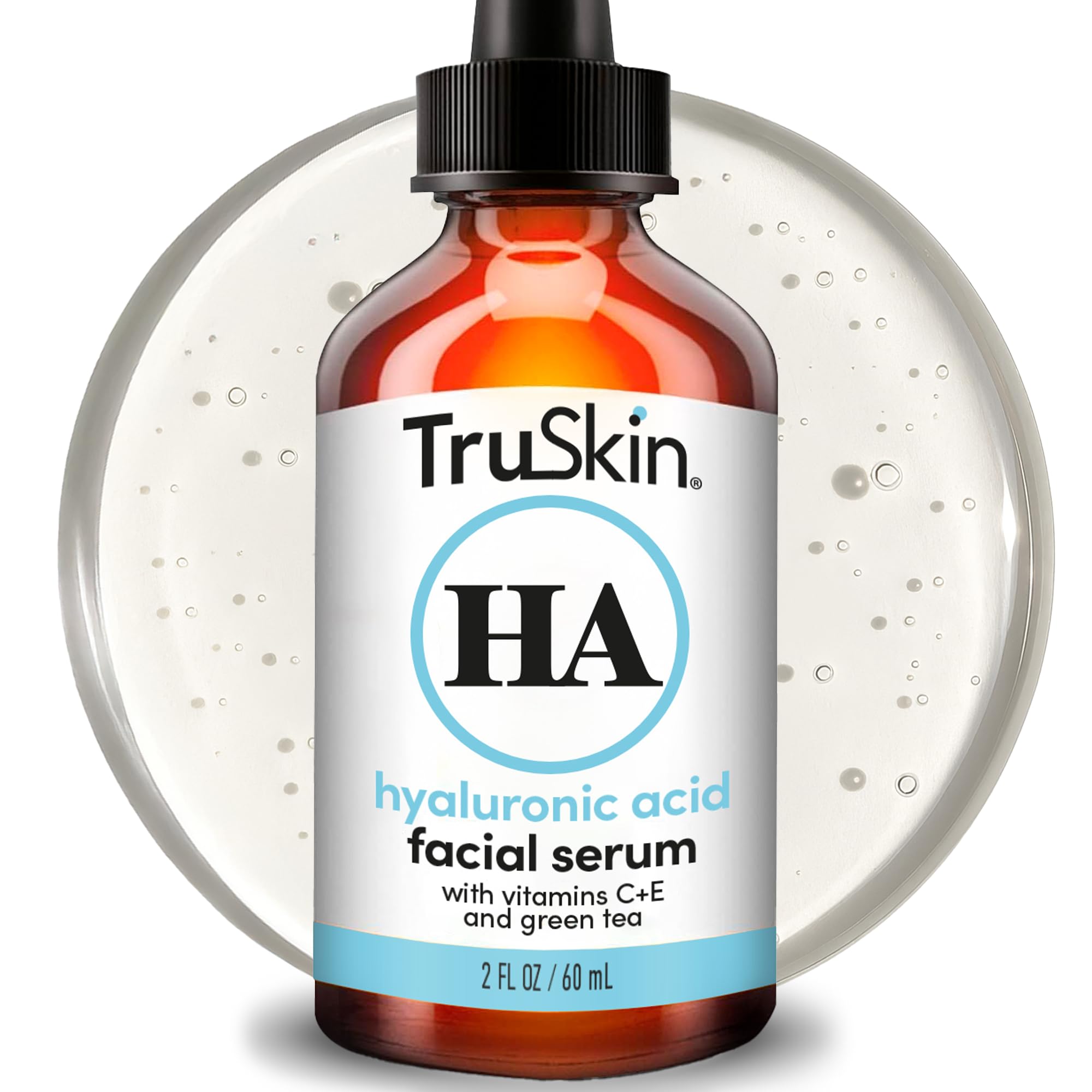 TruSkin Hyaluronic Serum bottle with pump for daily hydration.