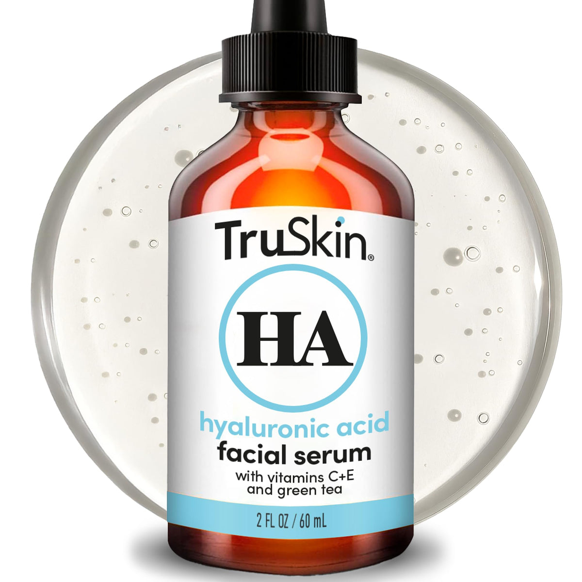 TruSkin Hyaluronic Serum bottle with pump for daily hydration.