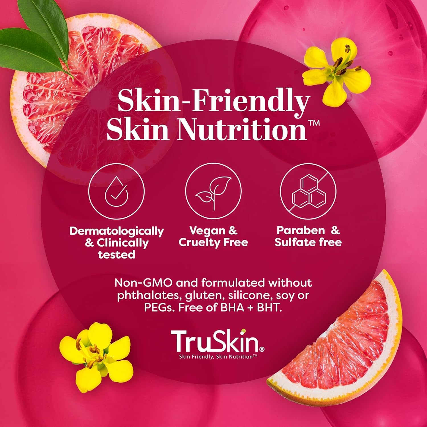TruSkin packaging front highlights USA-made and cruelty-free choices.