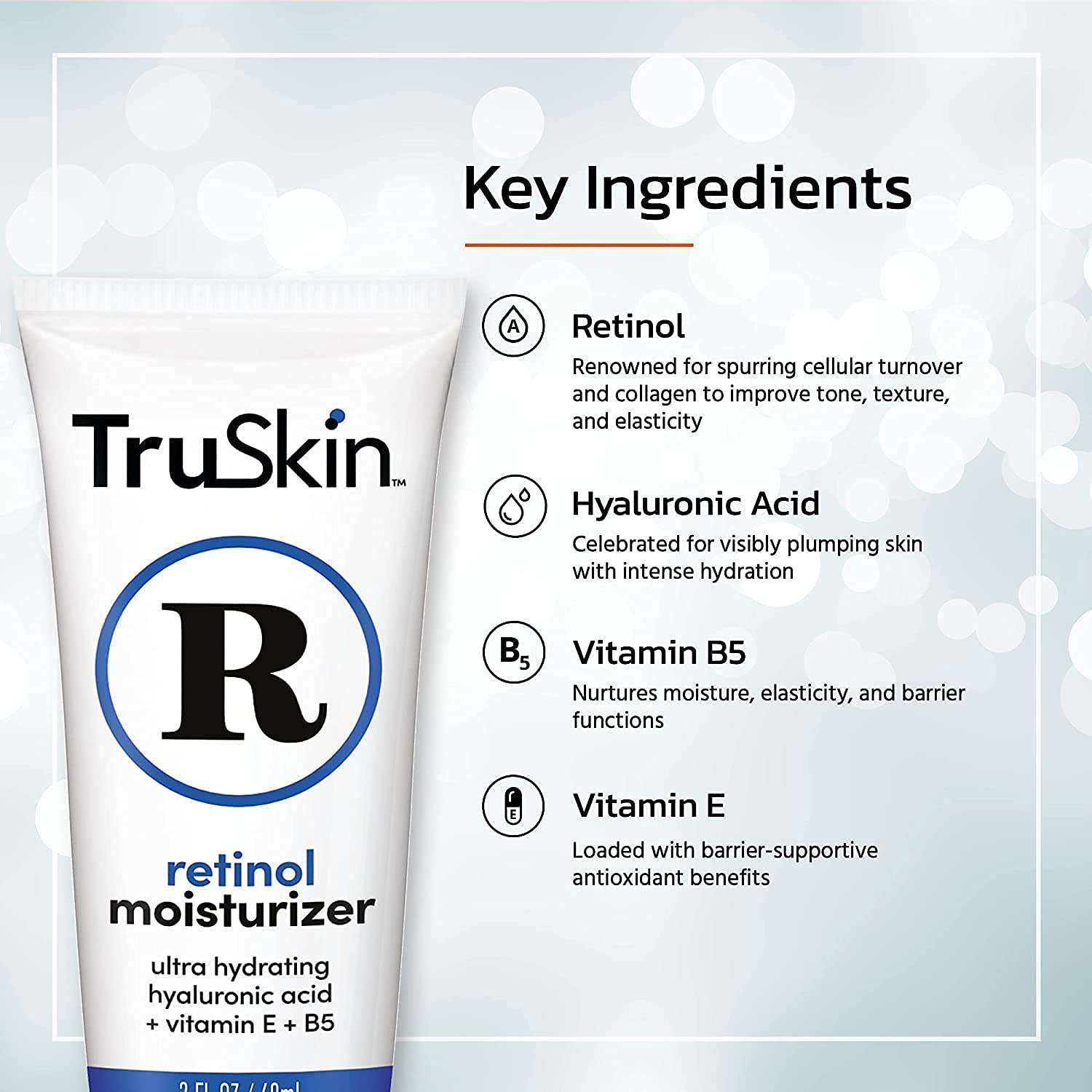 Close-up of TruSkin Retinol Moisturizer texture for silky, even application.
