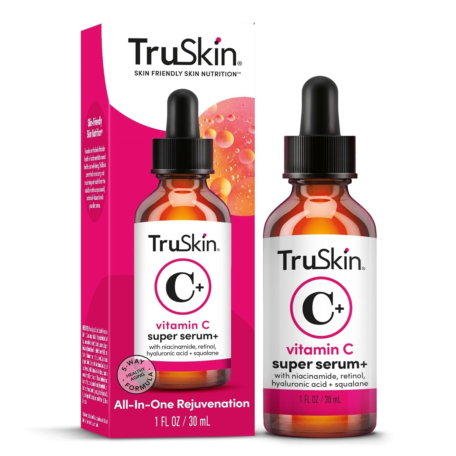 TruSkin after-use skin shows hydrated, radiant appearance.