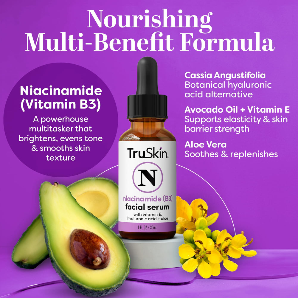 TruSkin serum de niacinamida para rostro, reduce brillos en zonas grasas.