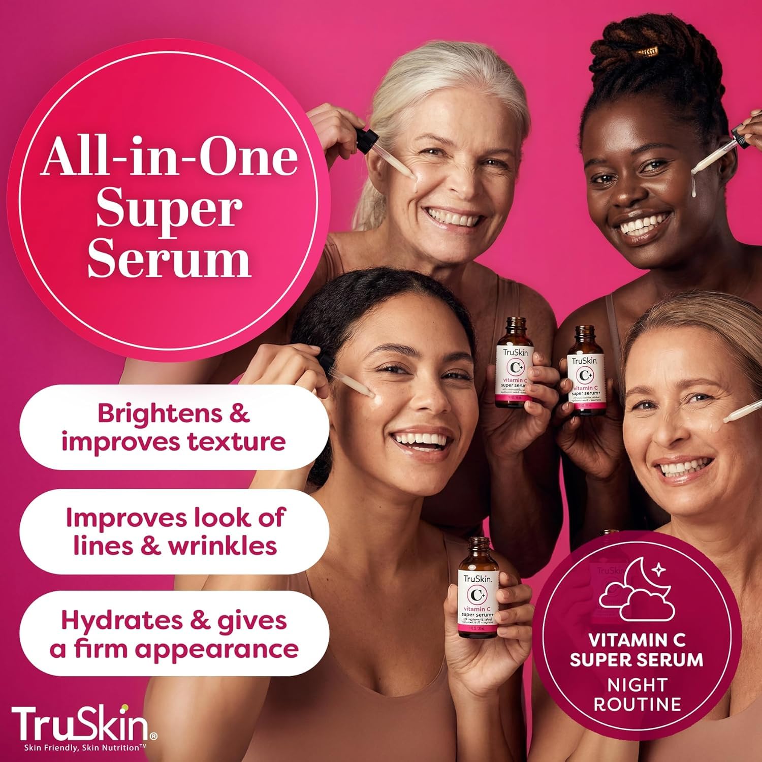 TruSkin serum texture closeup shows lightweight, layerable formula.