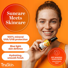 TruSkin universal tint close-up blending naturally with the skin tone