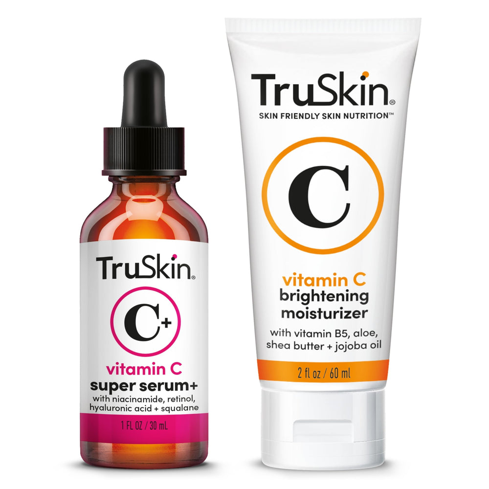TruSkin Super C Duo serum bottle closeup highlighting brightening action for radiant skin