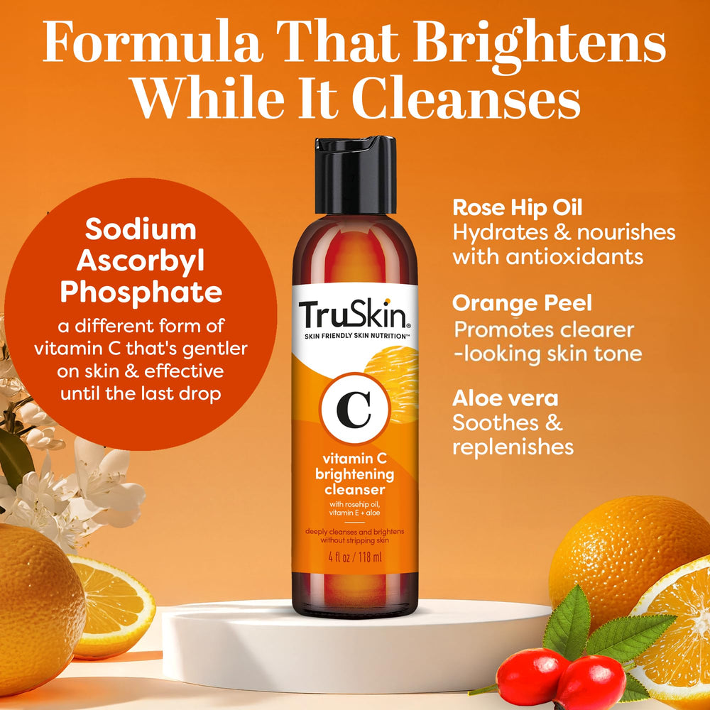 TruSkin Vitamin C Face Wash foamy lather illustrating gentle cleansing for refreshed skin