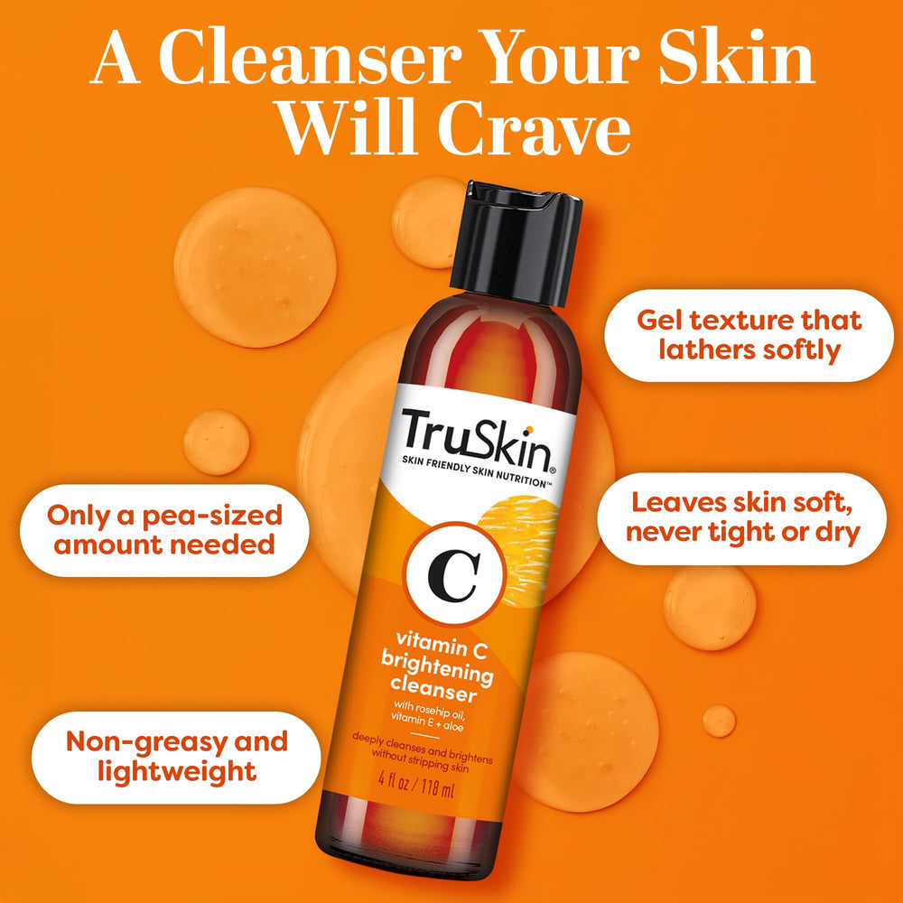 TruSkin Vitamin C Face Wash with rosehip oil highlighting nourishing botanicals