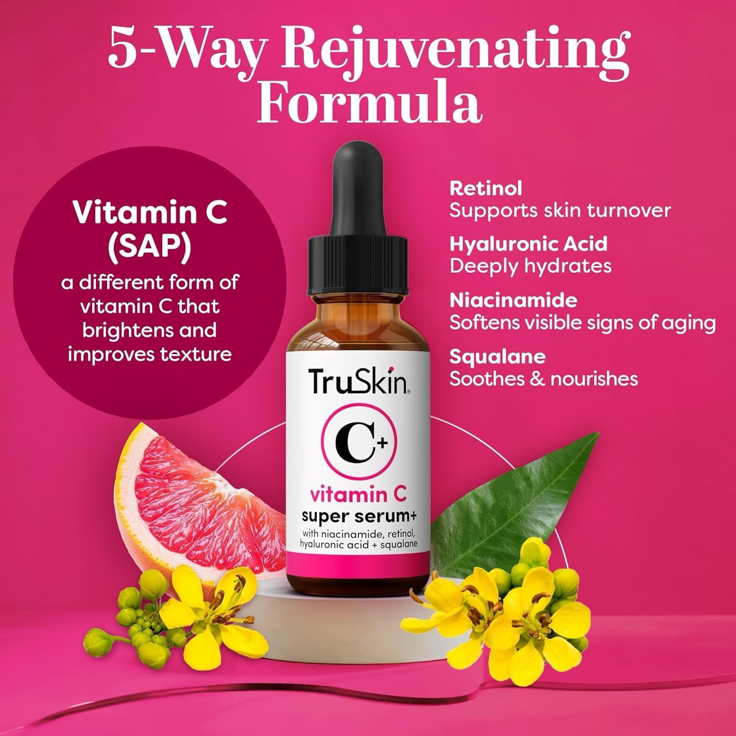 TruSkin Vitamin C Serum dropper for precise, even application.