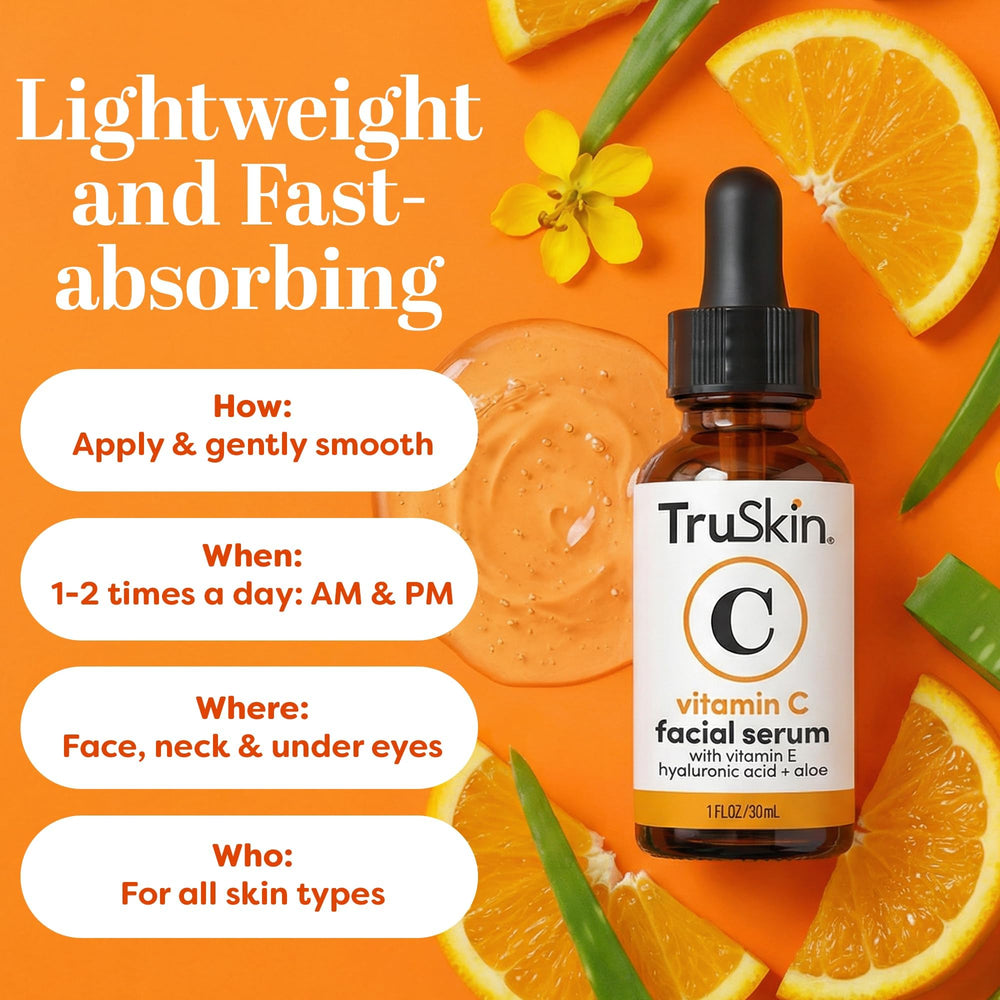TruSkin Serum with hyaluronic acid provides a hydrated glow