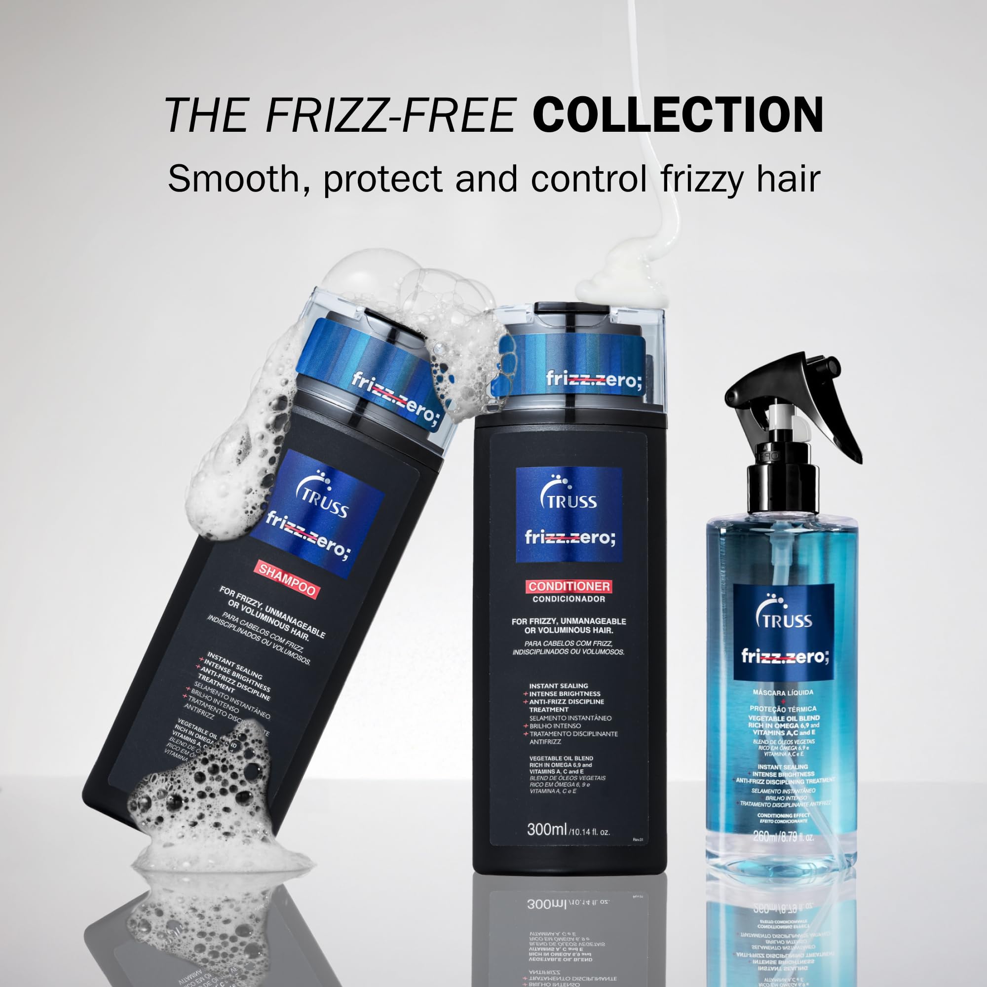 TRUSS Frizz Zero cuticle sealing delivers smoother, frizz-free hair.