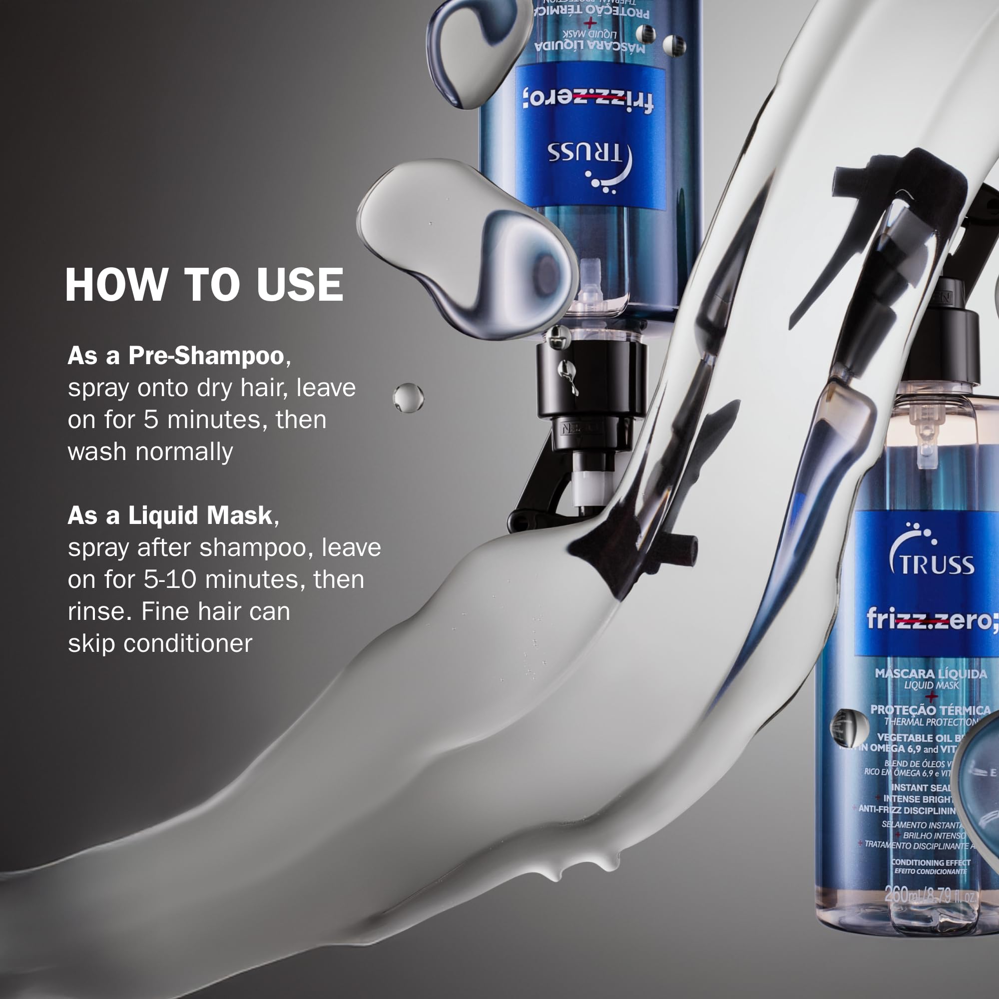 TRUSS Frizz Zero frizz control on curls for defined, soft texture.