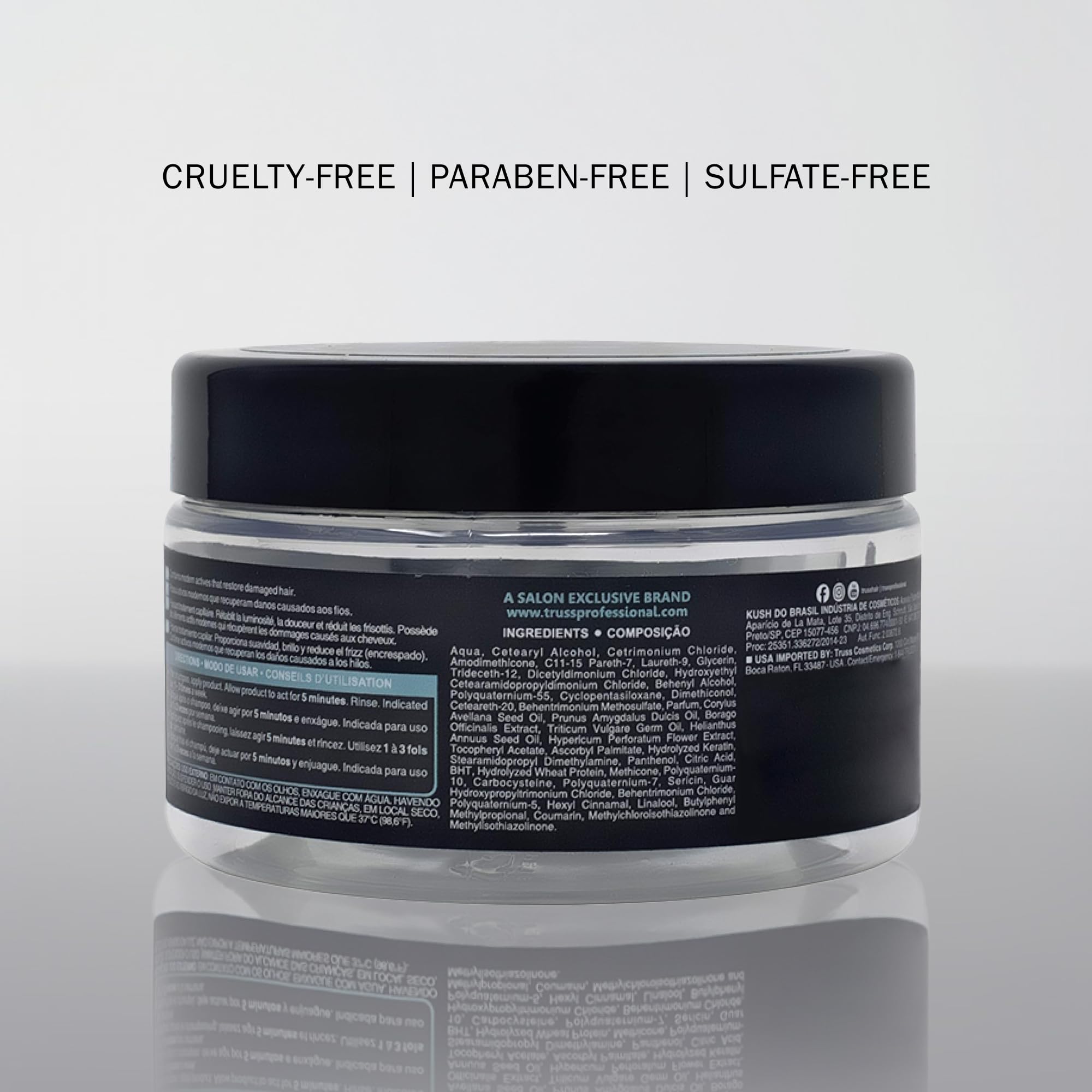 TRUSS Miracle Hair Mask packaging with 8.8 oz size appeals to long-term use