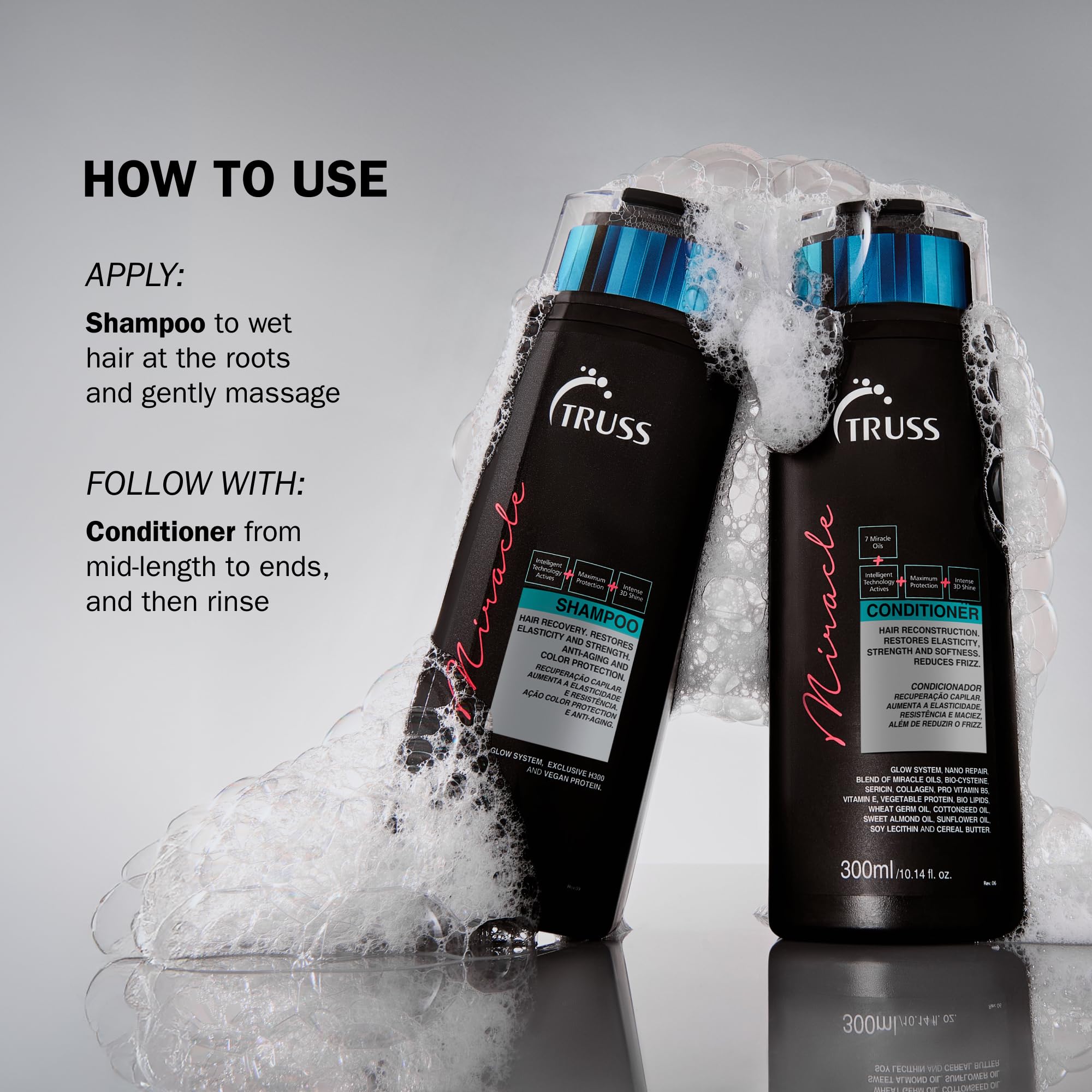 TRUSS Miracle Hair Shampoo color-protection emphasis helps maintain vibrant color.