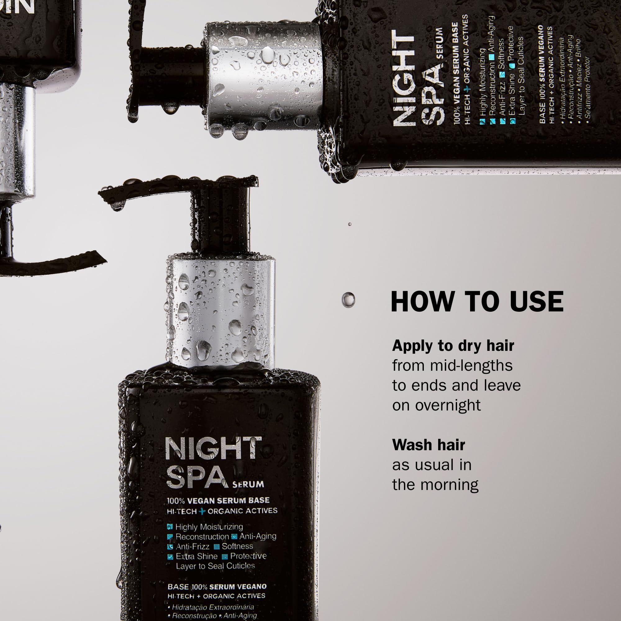 Close-up of TRUSS Night Spa serum texture showing creamy consistency and shine.