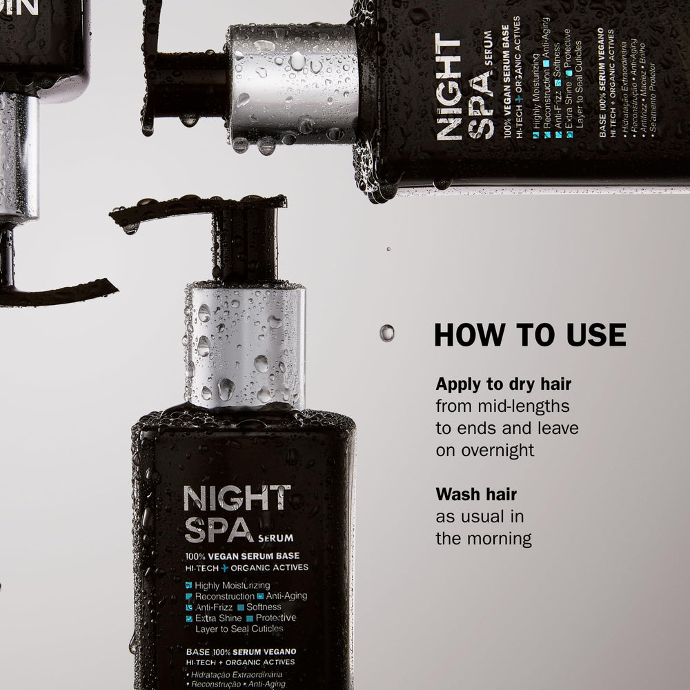 Close-up of TRUSS Night Spa serum texture showing creamy consistency and shine.