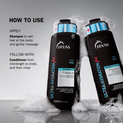TRUSS Ultra Hydration Plus conditioner in hand conveys smooth detangling and moisture