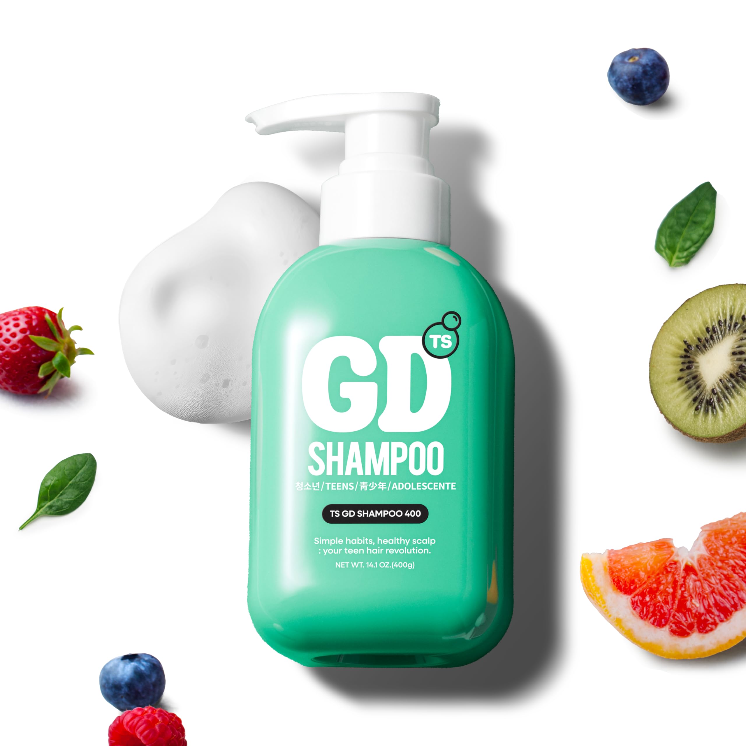 TS GD Shampoo botella vertido, limpieza suave para cuero cabelludo sensible.