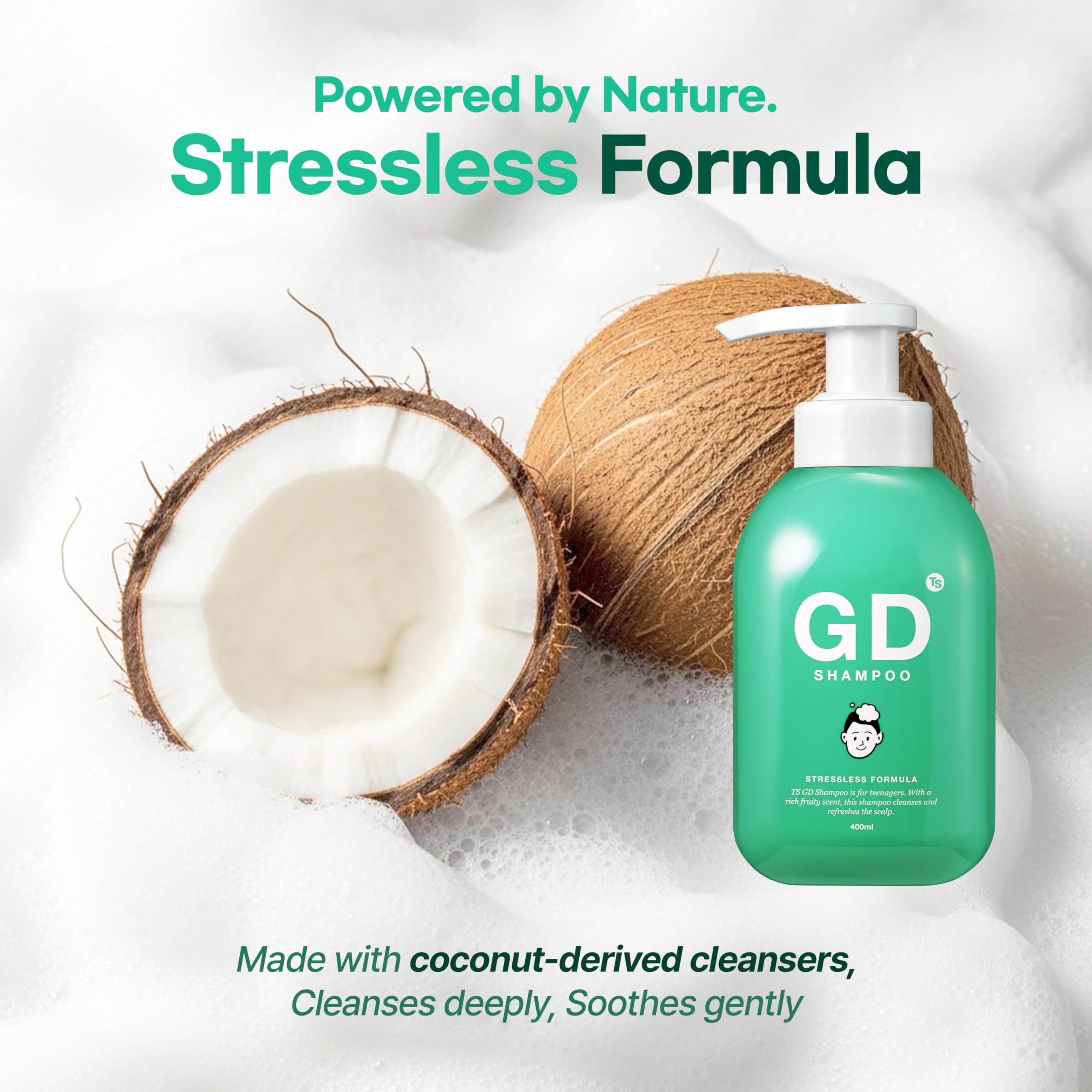 TS GD Shampoo espuma suave, lavado diario sin irritantes.
