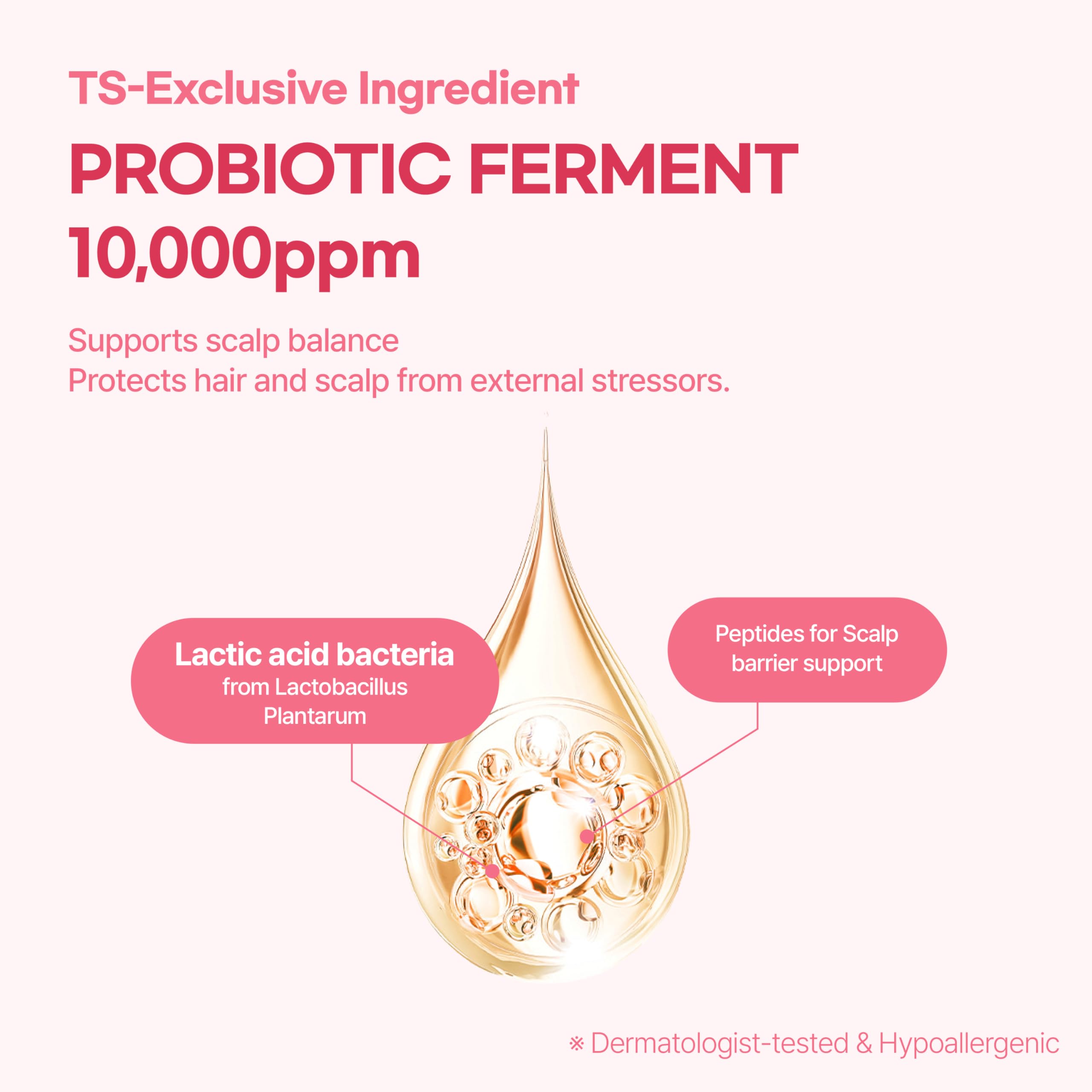 TS GD Shampoo para adolescentes, frasco con probióticos; apoyo al equilibrio del cuero cabelludo.