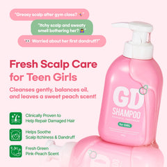 TS GD Shampoo para adolescentes, vertido en ducha; espuma suave sin sulfatos.