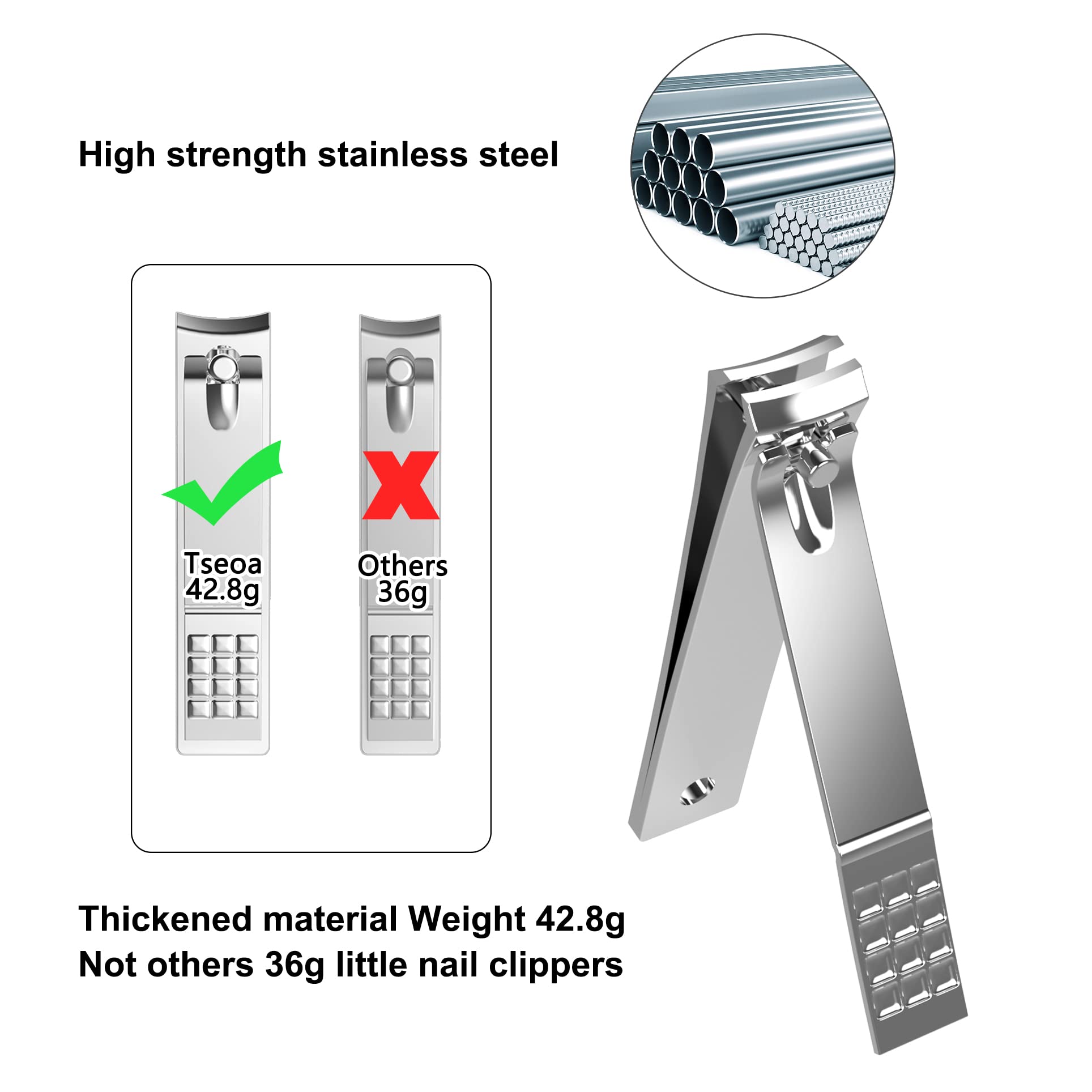 Tseoa nail clippers stainless steel closeup for durable, precise trimming.