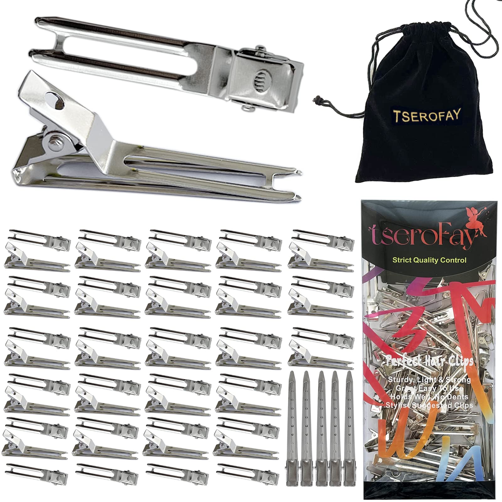 TSEROFAY clips dobles metal deslizantes para fijar rizos con facilidad.
