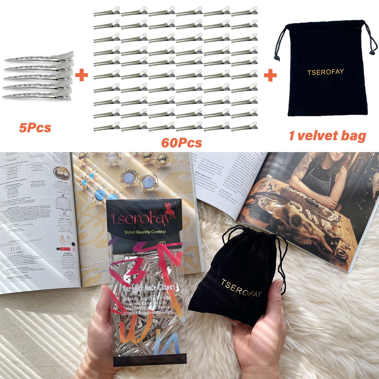 Bolsa de terciopelo TSEROFAY para guardar pinzas y viaje.