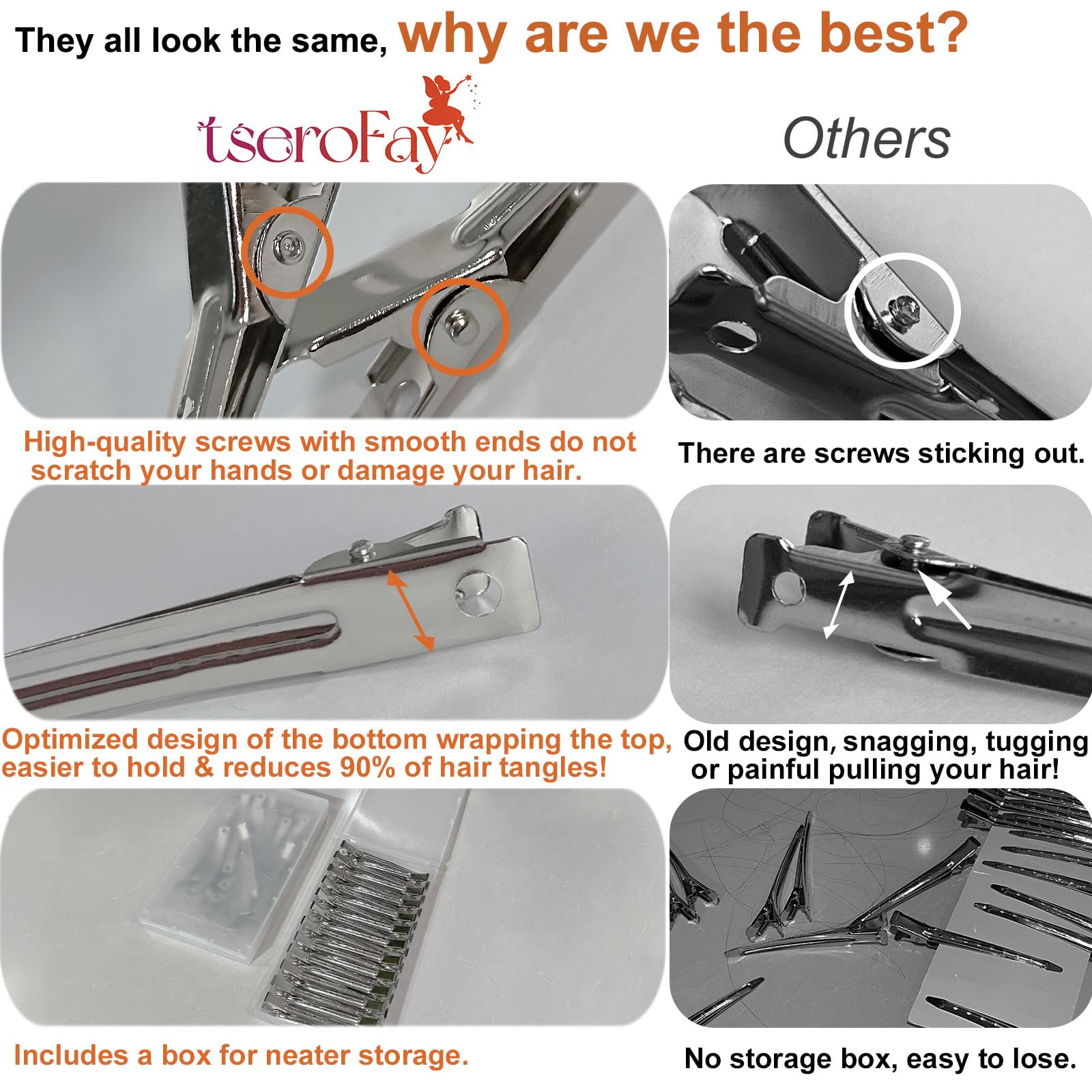 Clips TSEROFAY pico de pato metal con estuche incluido para almacenamiento ordenado.