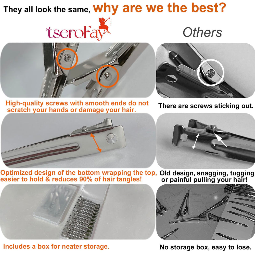 Clips TSEROFAY pico de pato metal con estuche incluido para almacenamiento ordenado.