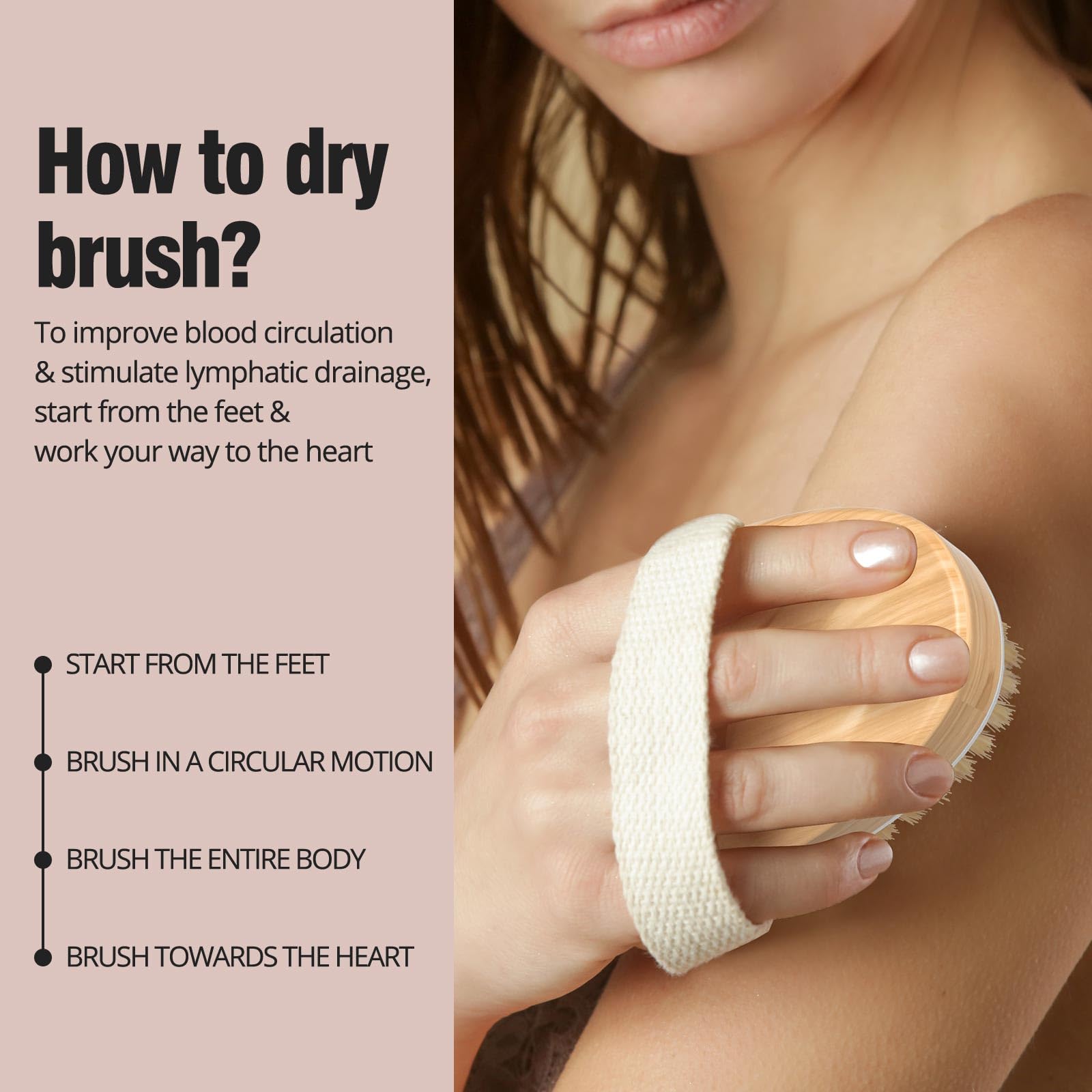 Tskcos body brush helps reduce edema and smooth texture over time.