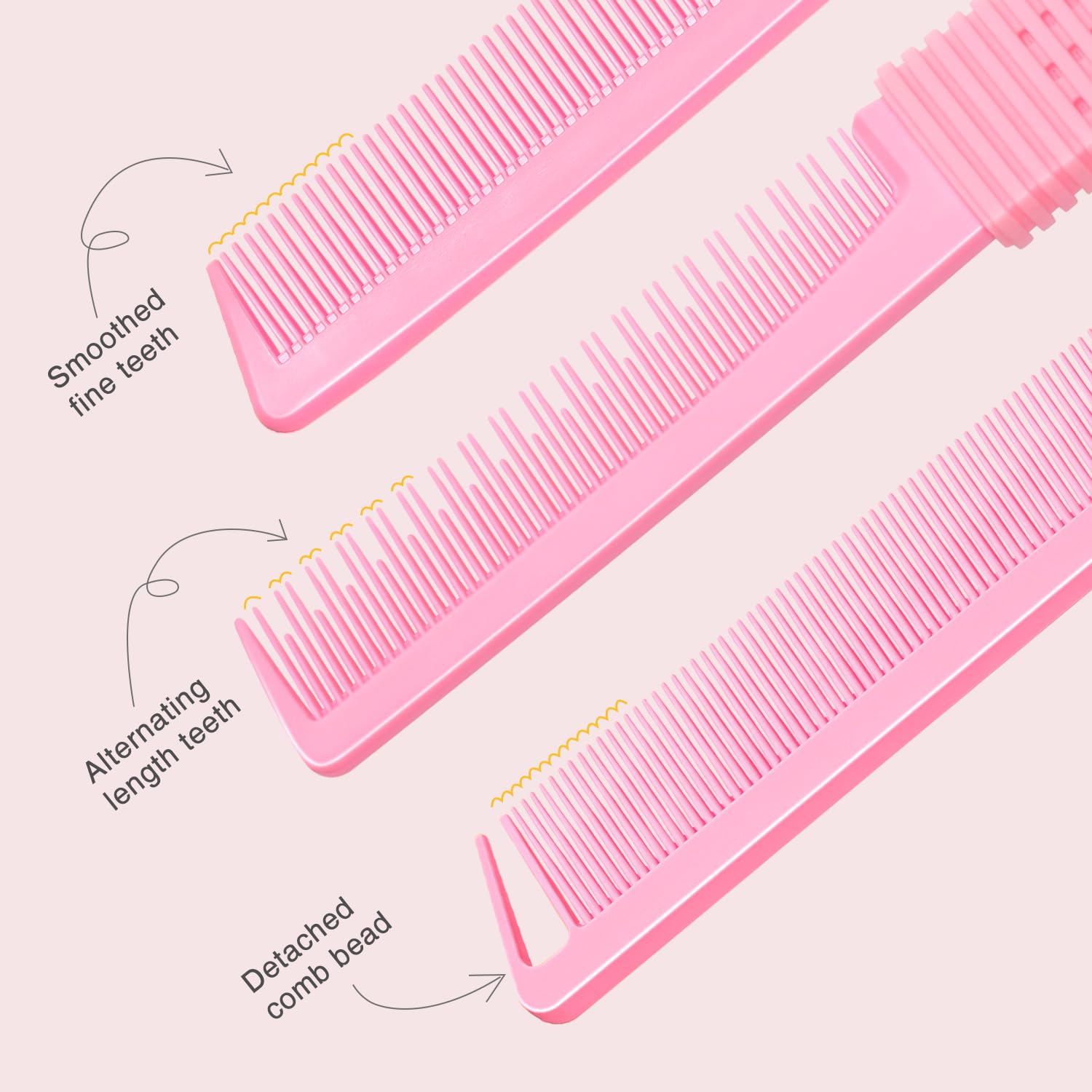 TsMADDTs Hair Combs Set rat-tail head for clean parting and sectioning