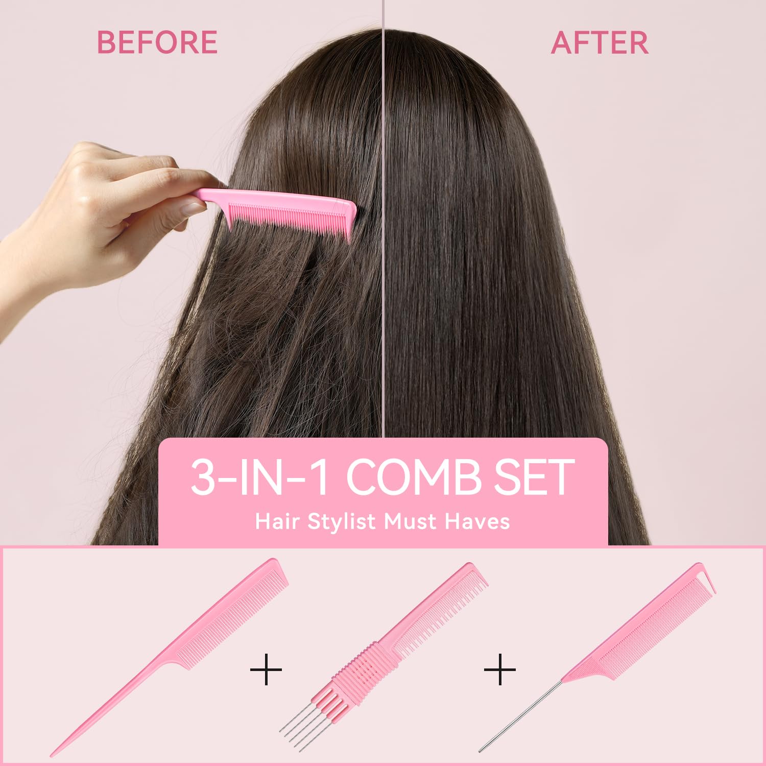 TsMADDTs Hair Combs Set teasing comb to lift and add volume