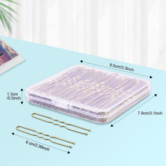 TsMADDTs horquillas doradas en U con estuche para almacenamiento práctico.